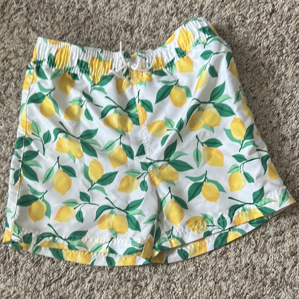 Janie and Jack Lemon Print Swim Trunks - Yellow and Green